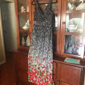 EUC Chaps L Flower Print Maxi Dress